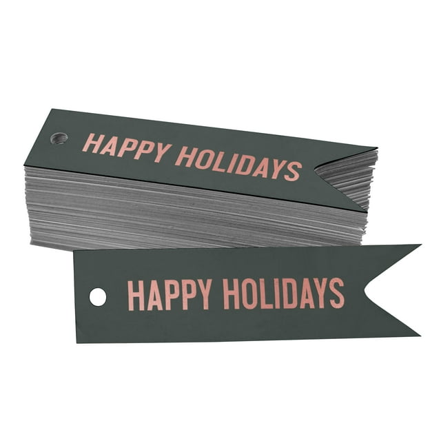 Inkdotpot Real Rose Gold Foil Happy Holiday Tags Favor Hang Paper Tags 100 Pieces