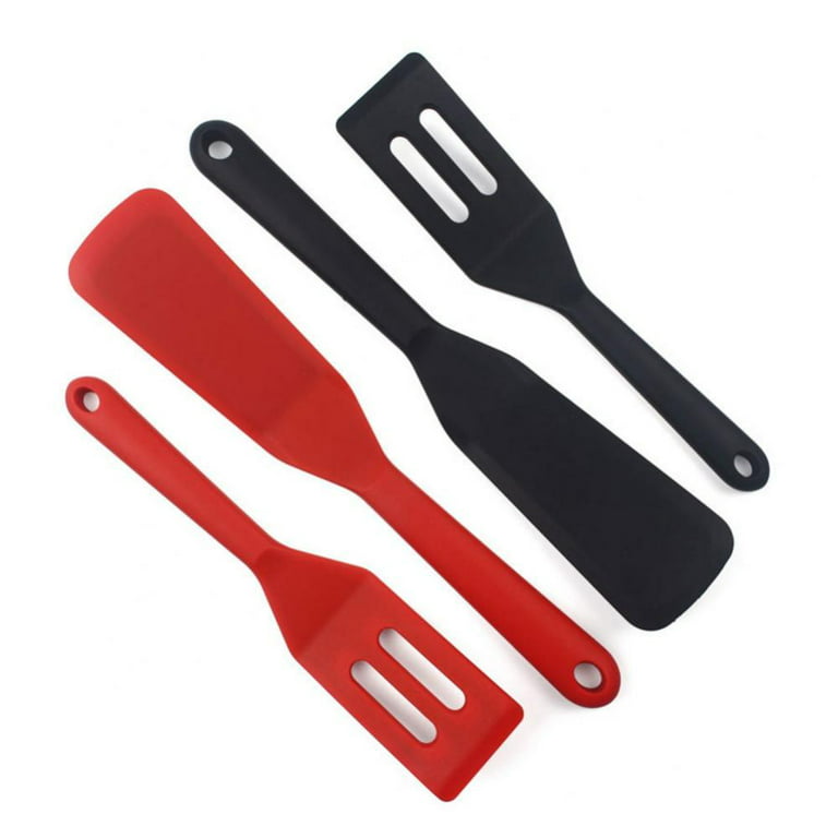 2 Pcs Small Spatula Brownie Turner Mini Silicone Serving Spatulas Set Thin Egg Flipper Heat Resistant Omelette Pancake Turner Rubber Nonstick Cookware