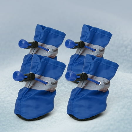 Nvzi -b Dog Boots Paw Protector  Anti-Slip Winter Dog Shoes with Reflective Straps for Small Medium Dogs Size 3 4PCSBlue