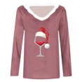 thumbnail image 4 of Cyber and Monday Deals Meichang Christmas Shirts for Women 2024 Classic Christmas Wine Glass Graphic T Shirts Long Sleeve Faux Fur Trim V Neck Xmas Gifts Tops, 4 of 4