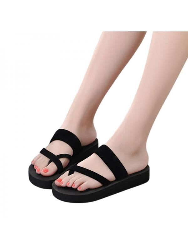 Womens Bowknot Platform High Wedge Heel Slippers Slip On Loafers Sandals SHoes
