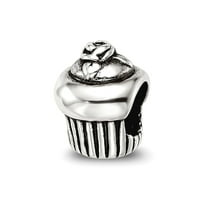 925 Sterling Silver Polished Oxidized Reflections Cupcake Bead Charm 9.09x7.27mm Wide Pendant Necklace for Women