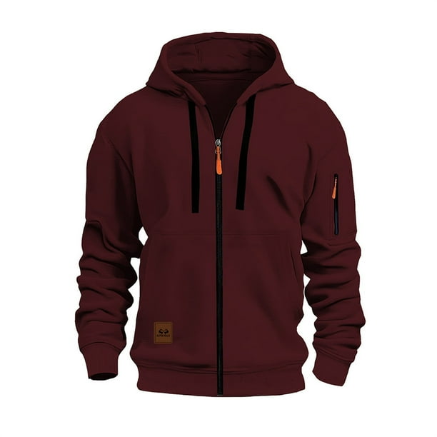 MHFRRA Sudadera con Capucha y Cremallera, Chaqueta con Cremallera Completa y Bolsillos Delanteros, Jersey Deportivo Ligero, Ajuste Cómodo E Informal Vino