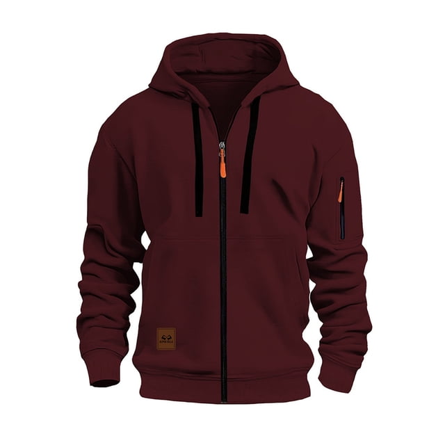 MHFRRA Sudadera con Capucha y Cremallera, Chaqueta con Cremallera Completa y Bolsillos Delanteros, Jersey Deportivo Ligero, Ajuste Cómodo E Informal Vino