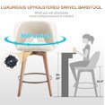 thumbnail image 4 of Zesthouse 26.8" Swivel Bar Stools Set of 2, Linen Upholstered Counter Height Stools with Open Back and Brushed Wooden Legs, Mid Century Barstools Kitchen Bar Chairs for 36"-39" Countertop, Beige, 4 of 10