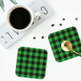 thumbnail image 4 of Sigee Buffalo Plaid Green Black for Water-Resistant, Heat-Resistant, Non-Slip Leather Coasters Set, Ideal for Coffee Table, Office, Bar, Home Decor-Square, 4 of 6