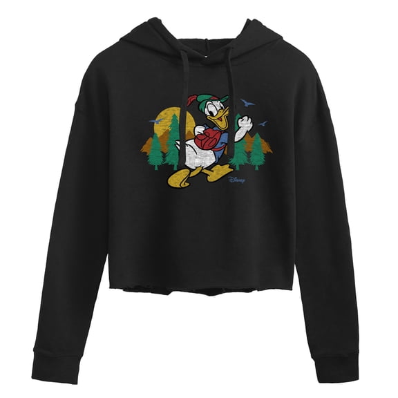 Disney - Mickey & Friends - Donald Duck Happily Going on a Hike - Juniors Cropped Pullover Hoodie