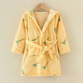 thumbnail image 2 of Toddler Boys Girls Flannel Bathrobes Kids Soft Hooded Sleepwear Cartoon Print Night-robe Kids Flannel Hooded Bathrobe 2T 3T 4T 5T 6T 7T Toddler Plush Robes With Belt,Yellow,Size 2-3T, 2 of 4