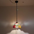 thumbnail image 2 of Tiffany Pendant Lights Plug In Red Orange Stained Glass Rose Flowers LED Bulb Included for Dining Room 12"W*12"D*60"H, 2 of 4