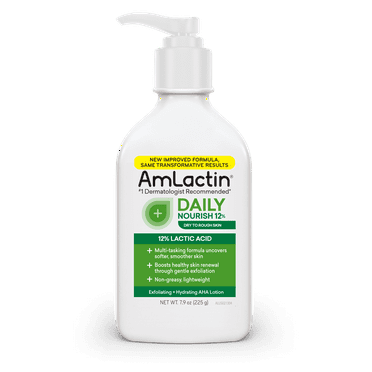 AmLactin Daily Nourish Body Lotion, 12% Lactic Acid for Dry Skin, Exfoliating, 7.9 oz