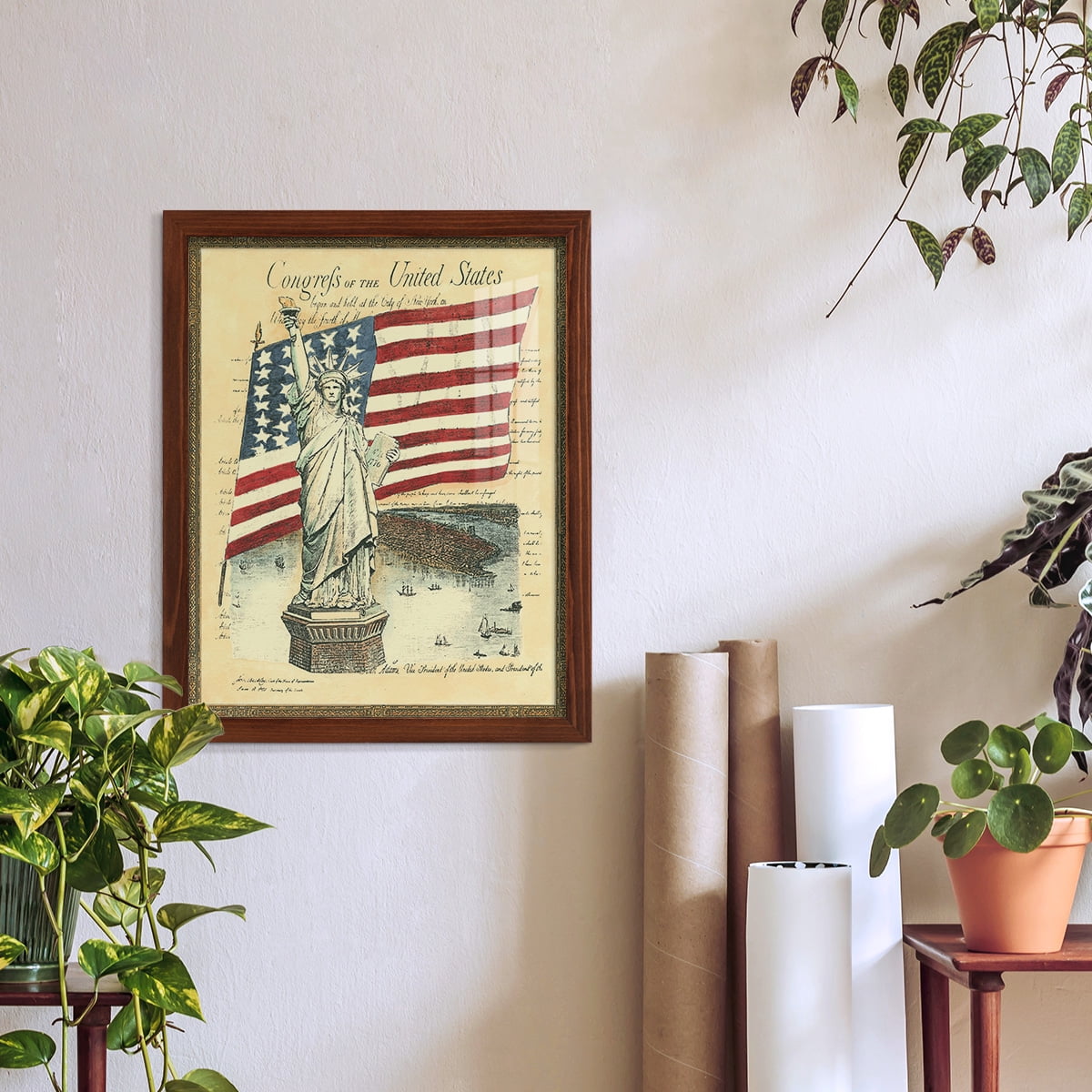 USE D # Proud To Be An American I -Framed Print w/glass-Chestnut