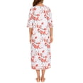 thumbnail image 5 of Hanerdun Women Zipper Robe Female 1/2 Sleeve Mid-calf Nightgown with Pockets, Floral Pink XL, 5 of 6