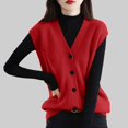 thumbnail image 2 of TTUHYWXI Women's Crochet Colorblock Sweater Vest Striped Split Button Down Sleeveless Knitted Cardigan (Red, One Size), 2 of 9