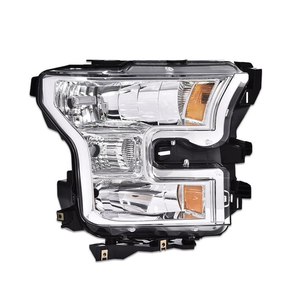 PIT66 Headlight Fit for 2015 2016 2017 Ford F150 Replacement Headlights Head Lamps Right Passenger Side Headlamp Assembly Accessories Clear Lens Chrome Housing Amber Reflector