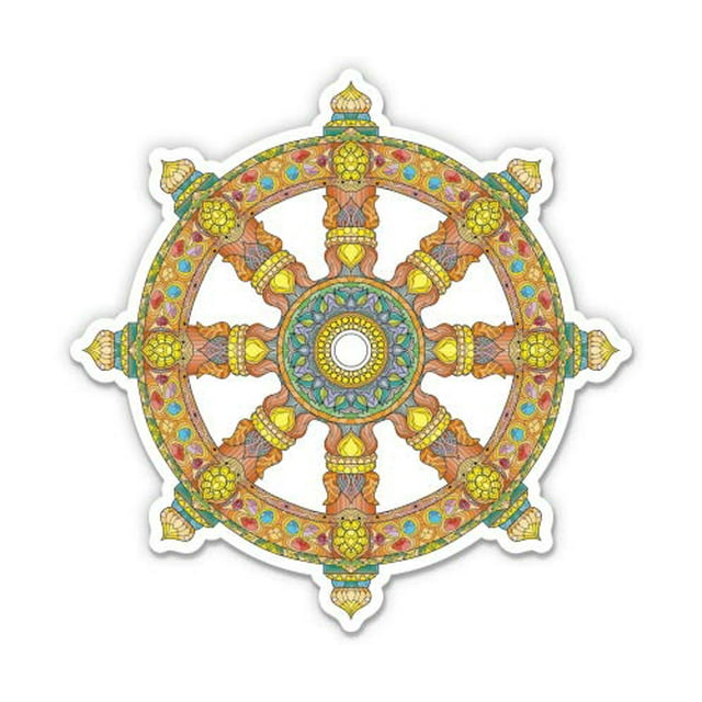 Wheel of Dharma - 7" Vinyl Sticker - for Car Laptop I-Pad - Waterproof Decal