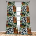 thumbnail image 2 of Ethnic Window Curtains, Traditional Vibe Floral Sketch Pattern on Oriental Drawn Backdrop, Lightweight Decor 2-Panel Set with Rod Pocket, Pair of - 28"x95", Marigold Ivory and Fern Green, by Ambesonne, 2 of 3