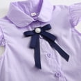 thumbnail image 5 of Ticikt Girls Ruffle Sleeve Summer Dress Kids Casual Pleated School Uniform Polo Dresses,Color:Purple,Size:3-4 Years, 5 of 9