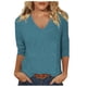 thumbnail image 1 of Top de manga tres cuartos con cuello en V para mujer, estilo casual y moderno, para el verano - Material de poliéster, ligero y transpirable - Para el día a día, actividades al aire libre y fiestas, 1 of 3