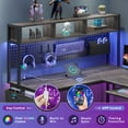 thumbnail image 6 of L-Shaped Desk with Hutch & Pegboard, Corner Gaming Desk with LED Lights & Charging Station for Bedroom, Dark Gray, 6 of 7