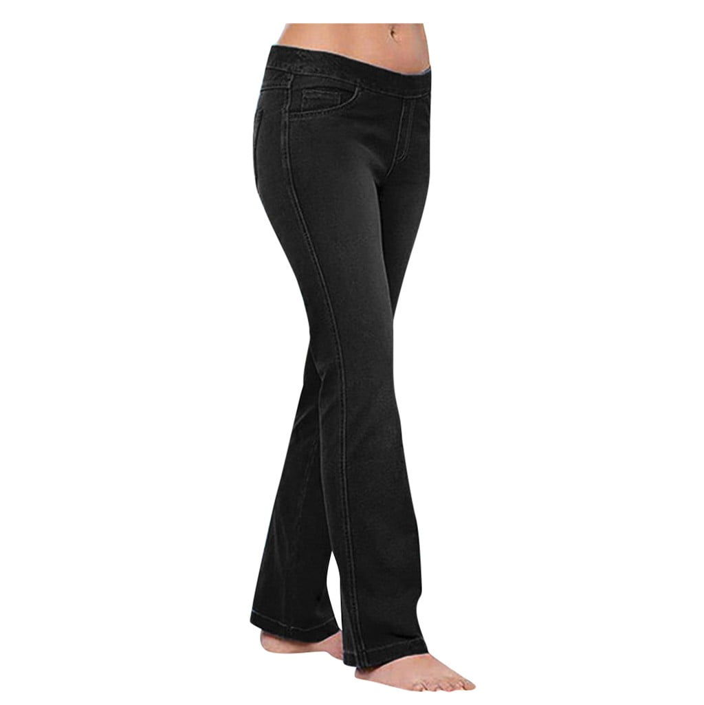 Summer Savings Clearance 2022 Women Flare Jeans Mid Waist Bell Jeans 