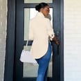 thumbnail image 6 of Summer Tops Slit Side V Neck Long Sleeve Button Down Fashion Blouse, 6 of 6