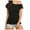 Black, variant on Bjutir Ladies Tops Casual Off Shoulder Solid Color Irregular Top Women Summer Short Sleeve T Shirt Black L