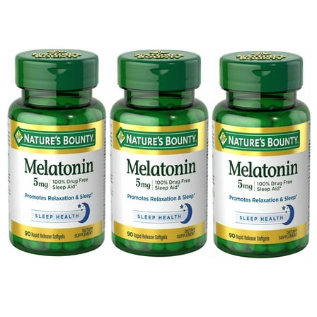 Nature's Bounty Melatonin 5 mg Softgels 90 ea (Pack of 3)