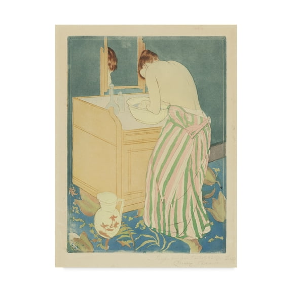 Trademark Fine Art 'Woman Bathing' Canvas Art by Mary Stevenson Cassatt