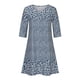 thumbnail image 4 of ICHUANYI Clearance Fashion Women Summer Casual V-Neck Print 3/4 Sleeve Fold Mini Dress(Blue, L) ICHUANYI WER2023080701934, 4 of 6