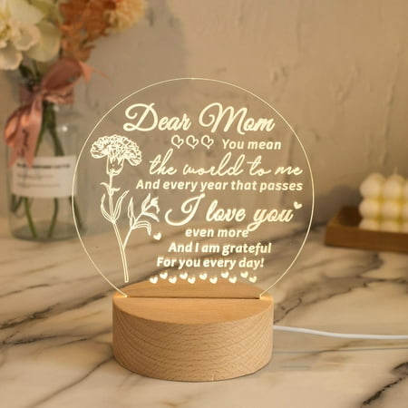 

XEOVHV Mother s Day Christmas Thanksgiving Gift Acrylic Night Light With Wooden Base Personalized LED Night Light Lettering Quotation The right promotional product for you