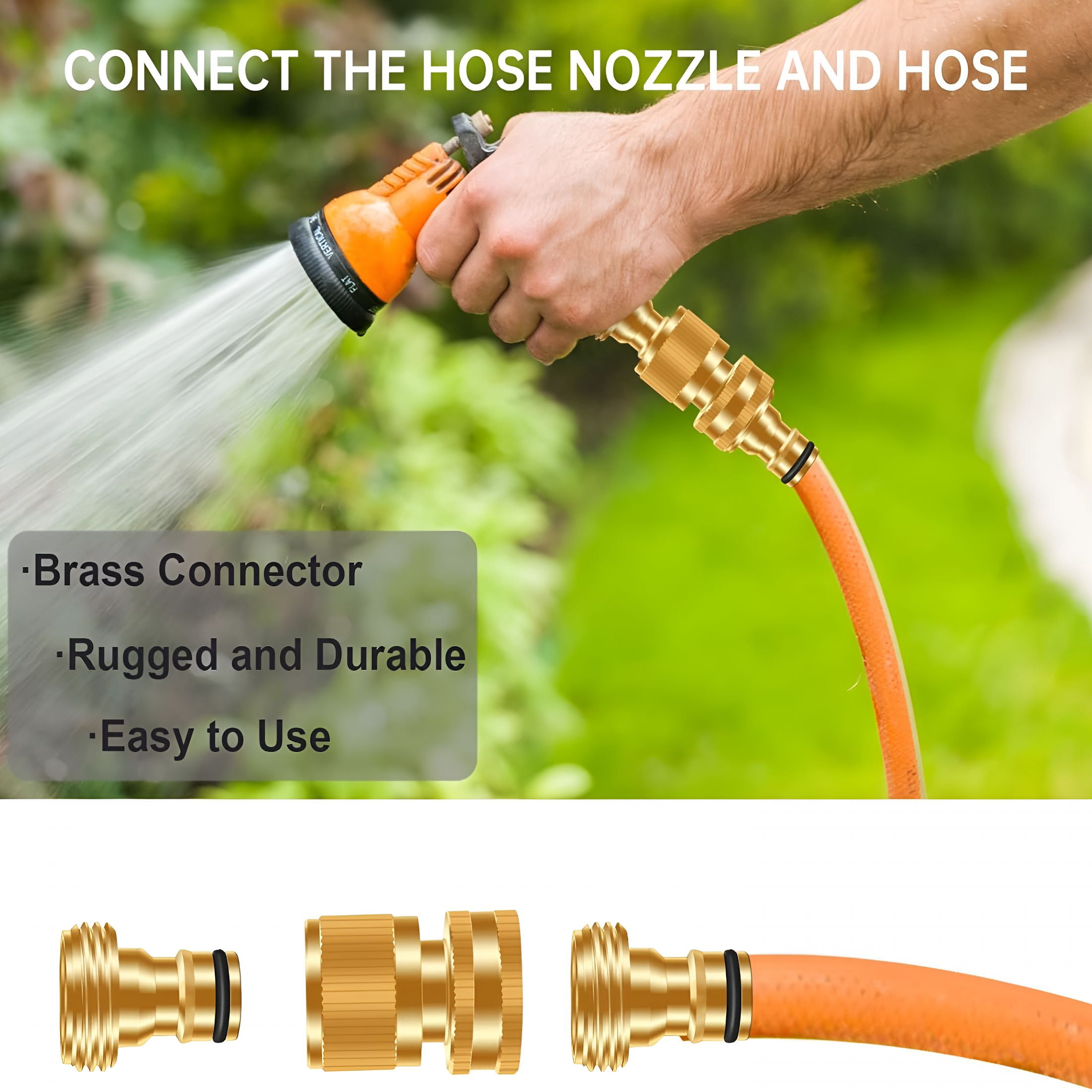 ZHZFKQ Garden Hose Quick Connector, No-Leak 3/4 Inch GHT Thread Fitting Water Hose Female Adapter and Male Adapter, Heavy-Duty Rust Resistant Brass Water Pipe Connect, Easy to Use (6 Pack ）