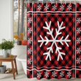 thumbnail image 3 of Winter Snowflake Christmas Red Buffalo Lattice Shower Curtain for Bathroom, Retro Black Plaid White Shadow Waterproof Shower Curtains Washable Quick Dry with Hooks Bathtub Curtains 36x72IN, 3 of 9