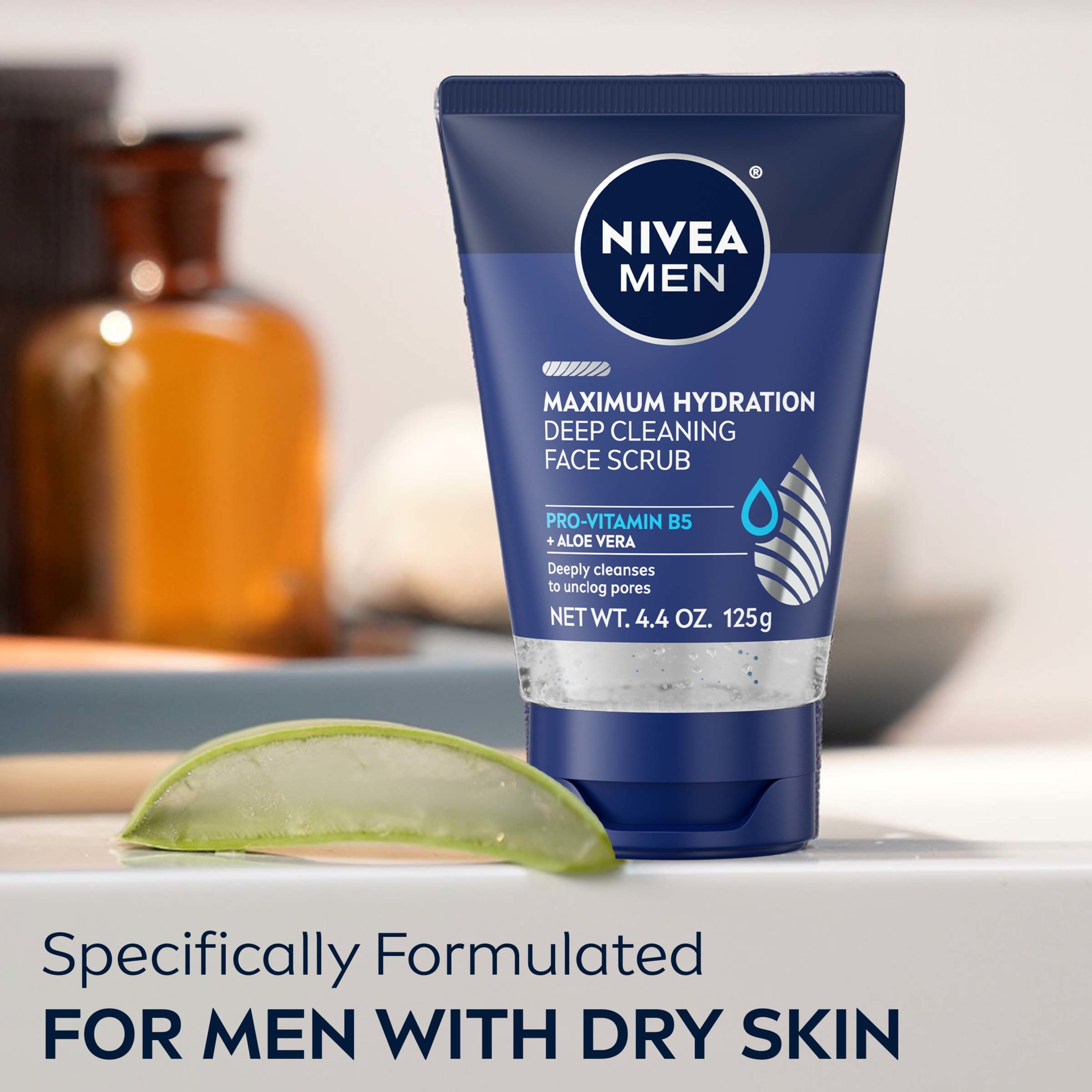 NIVEA MEN Maximum Hydration Deep Cleaning Face Scrub with Aloe Vera, 4.4 Oz Tube - image 5 of 13