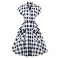 thumbnail image 2 of Vestido clásico azul blanco con cuello vuelto para mujer NikouMX Vestido acampanado S M L XL XXL 3XL 4XL, 2 of 8
