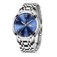thumbnail image 1 of Reloj deportivo de moda para hombre, relojes de cuarzo analógicos resistentes al agua con correa de reloj de negocios de acero inoxidable, 1 of 6