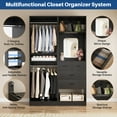 thumbnail image 2 of Homieasy 50" Closet System 2 Sets, Walk-in Closet System with 4 Wooden Drawers & 2 Hanging Rods, Heavy Duty Closet with Mirror, Wardrobe Closet for Bedroom/Closet, 50"L x 15"W x 79.7"H, Black, 2 of 7