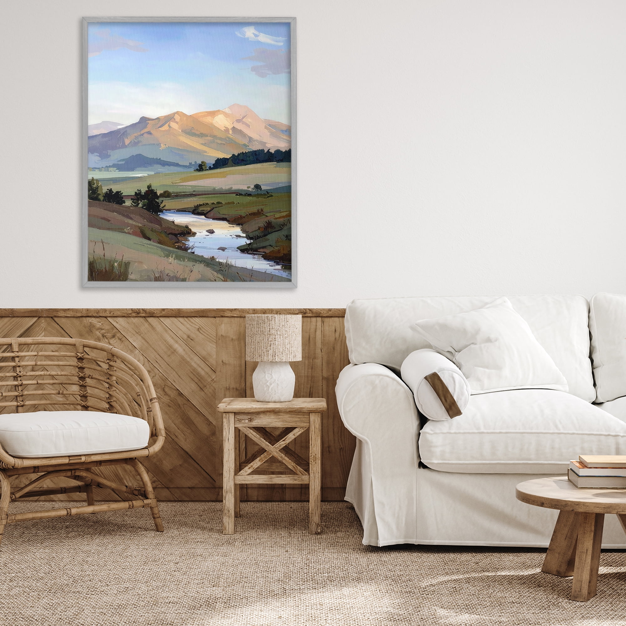 Stupell Industries Across The Valley River Gray Framed Giclee Art, design by Alonza Saunders