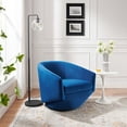 thumbnail image 2 of Swivel Armchair Chair, Blue Navy, Velvet, Living Kitchen Cafe Bistro Hospitality Restaurant, Modern Contemporary Boutique HB34559, 2 of 9