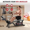 thumbnail image 5 of M optimized Water Rowing Machines for Home, 380 Lbs Capacity Rower Machine with Digital Monitor, Wide Ergonomic Seating and Tablet Holder, App Compatible, 5 of 7