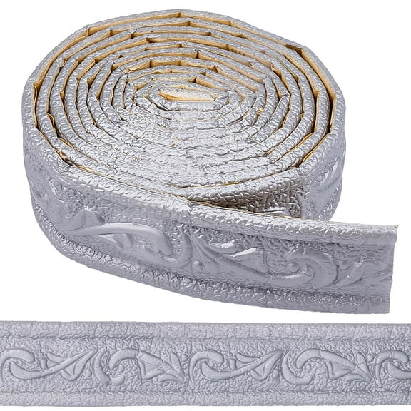 1 pc 90x1.8in Peel Stick Foam Crown Molding Baseboard Trim Silver Grey Self Adhesive Flexible Mirror Wallpaper Sticky Border 3D Wall Edging Lines Base Baseboard for Hotel Home DIY Decoration