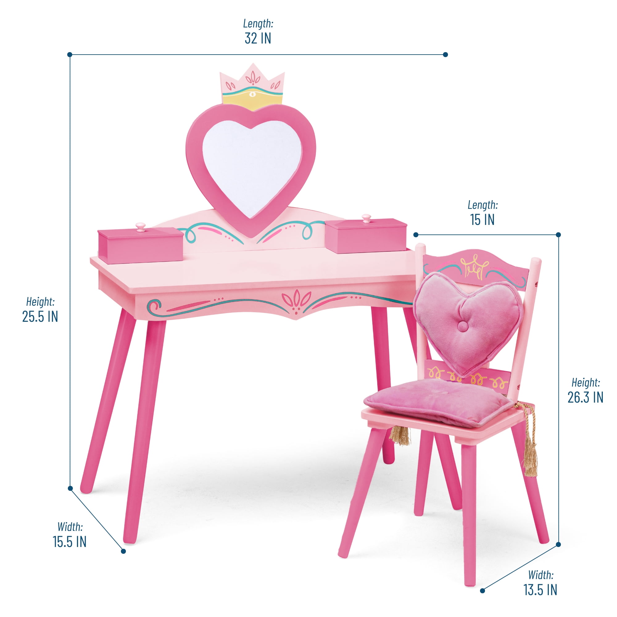 Wildkin Princess Vanity Table Chair Set Wildkin Princess Vanity Table Chair Set