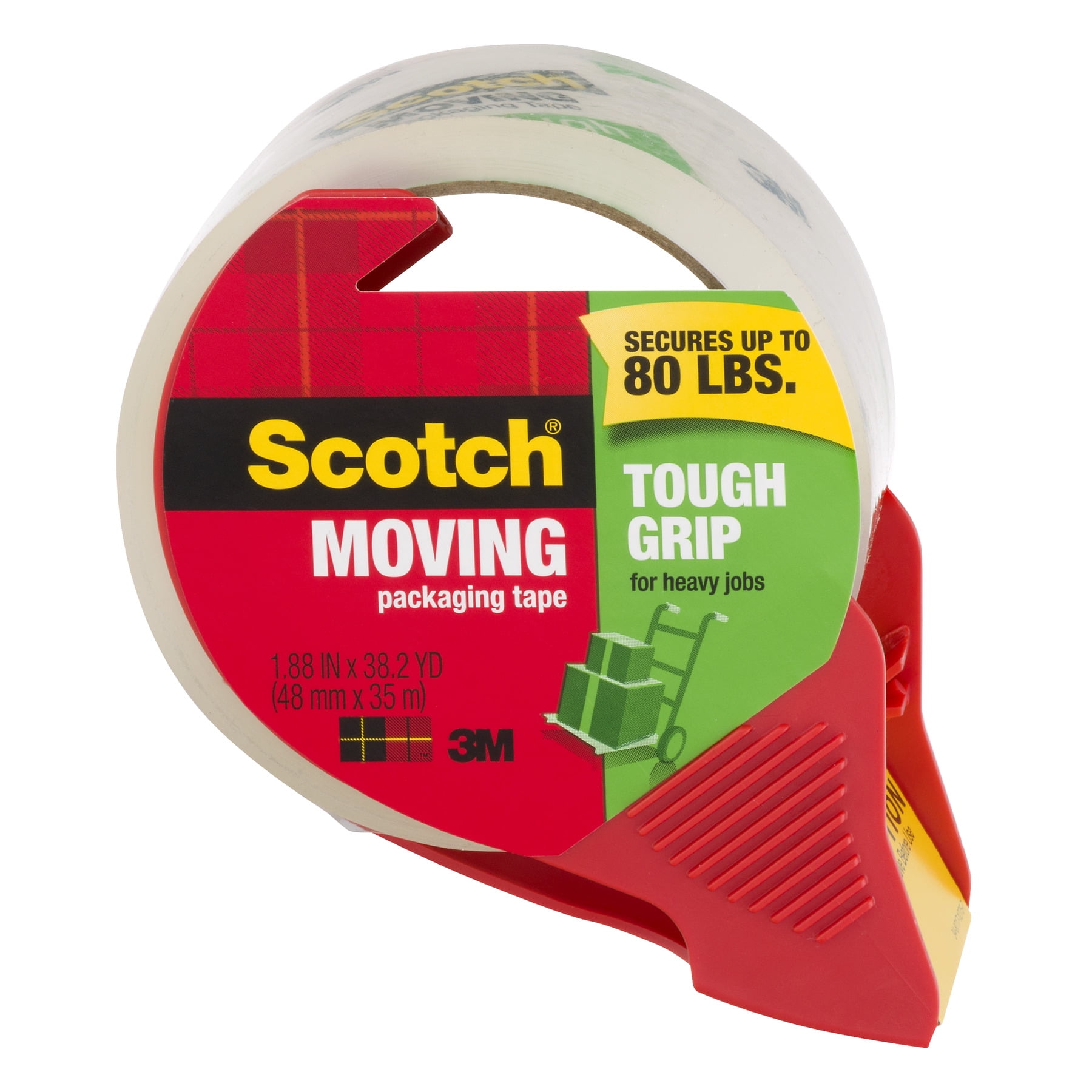 Scotch Tough Grip Moving Packaging Tape with Dispenser, 1 Count