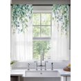thumbnail image 5 of Eucalyptus Leaves Semi Sheer Window Curtains 63 Inches Long, Green Botanical Summer Spring Rod Pocket Voile Silky Chiffon Curtain Light Filtering Drapes for Living Room, Kitchen, 52"x63", 2 Panels, 5 of 9