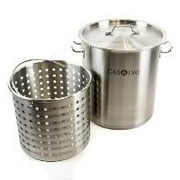 Gas One Fryer Pot 32 QT - All Purpose - Stainless Steel Tri Ply Bottom with All Purpose Pot Deep Fryer Steam and Boiling Basket