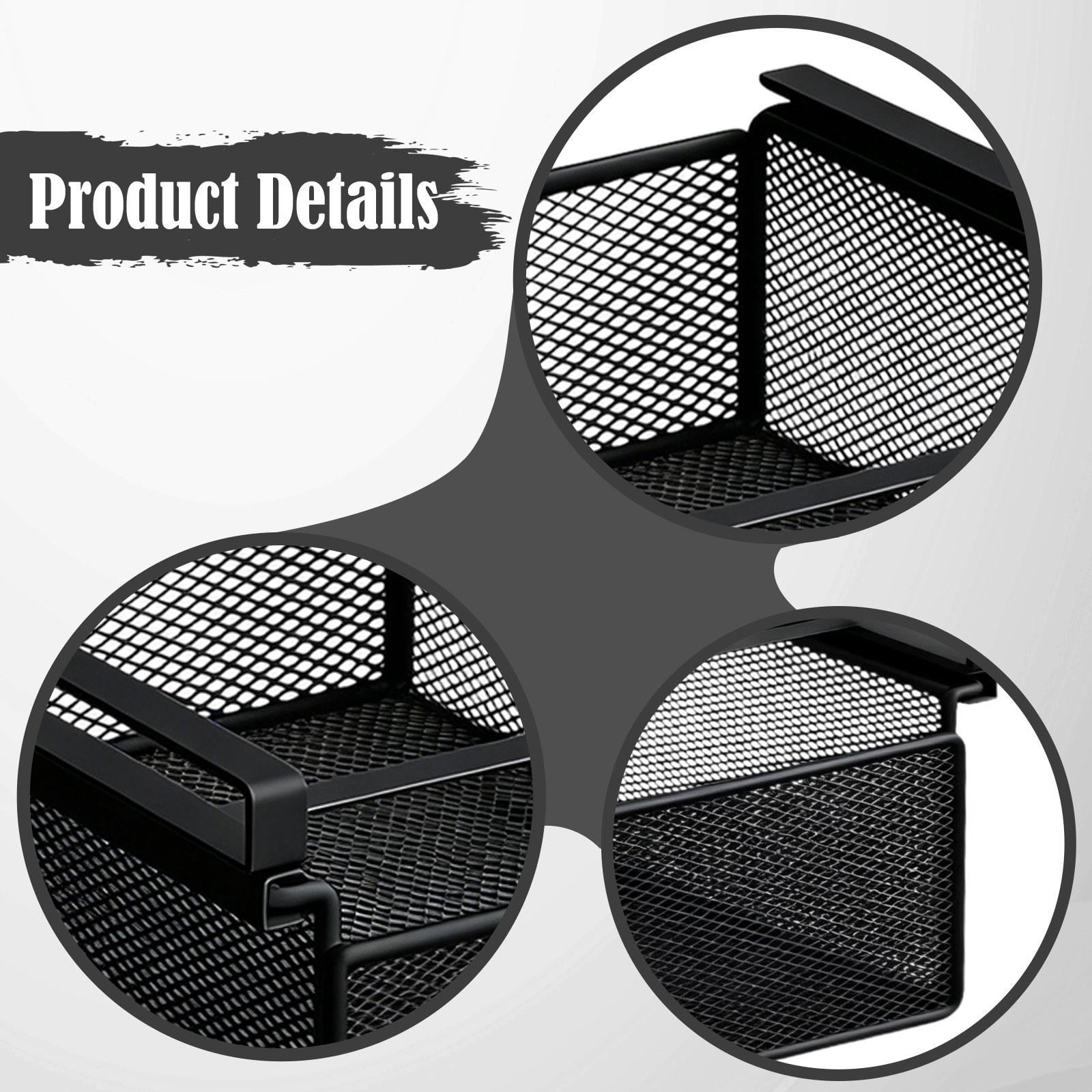 Baoblaze Removable Under-Shelf Storage Basket, Hanging Under-Desk Organizer, Drawer Tray, Black
