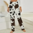 thumbnail image 3 of Cow Print Textures Winter Female Pants Flannel High Waist Women Pants Lady Warm Straight Leg Plush Trousers, 3 of 7