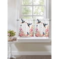 thumbnail image 4 of Pink Flower 2 Panel Kitchen Curtains for Small Windows, Spring Floral Butterflies Birds Farmhouse Bathroom Tier Curtain, Short Window Treatment for Bedroom/Living Room 55"x36", 4 of 6