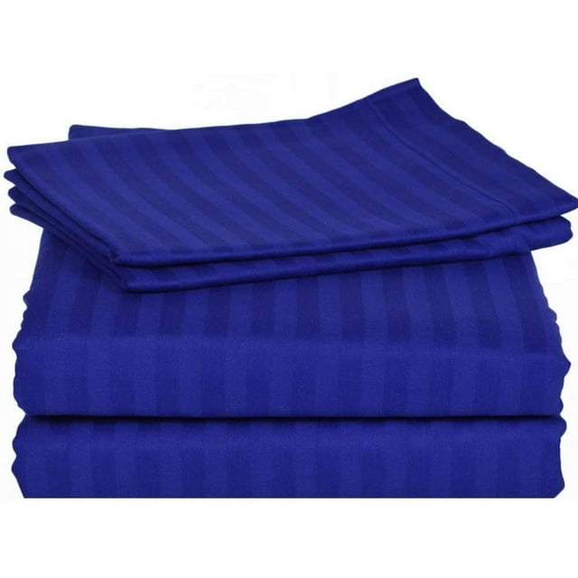 400 Thread Count 4 Piece Quality Sheet Set 15 Inch Deep Pocket 100% Egyptian Cotton Stripe Pattern