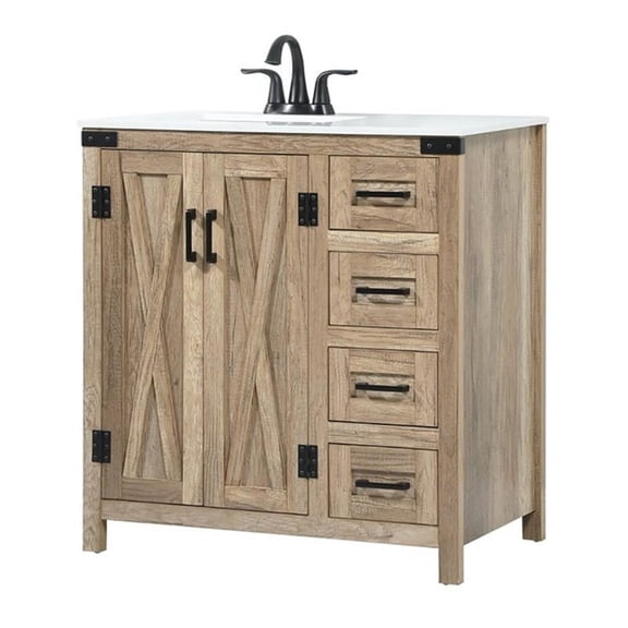 32 inch single bathroom vanity in natural oak