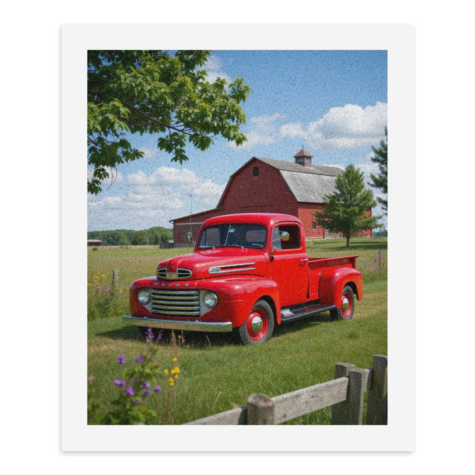 Paint by Numbers Kit for Adults, Red Vintage Truck Rustic Farm Scene Paint by Numbers, Easy Paint by Numbers Kit for Adults Beginner, DIY Adult Paint by Number Kits on Canvas, 12x16in Home Decor